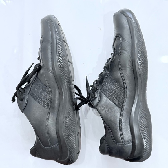 Prada Men's Black Leather Sneakers - Picture 6 of 7